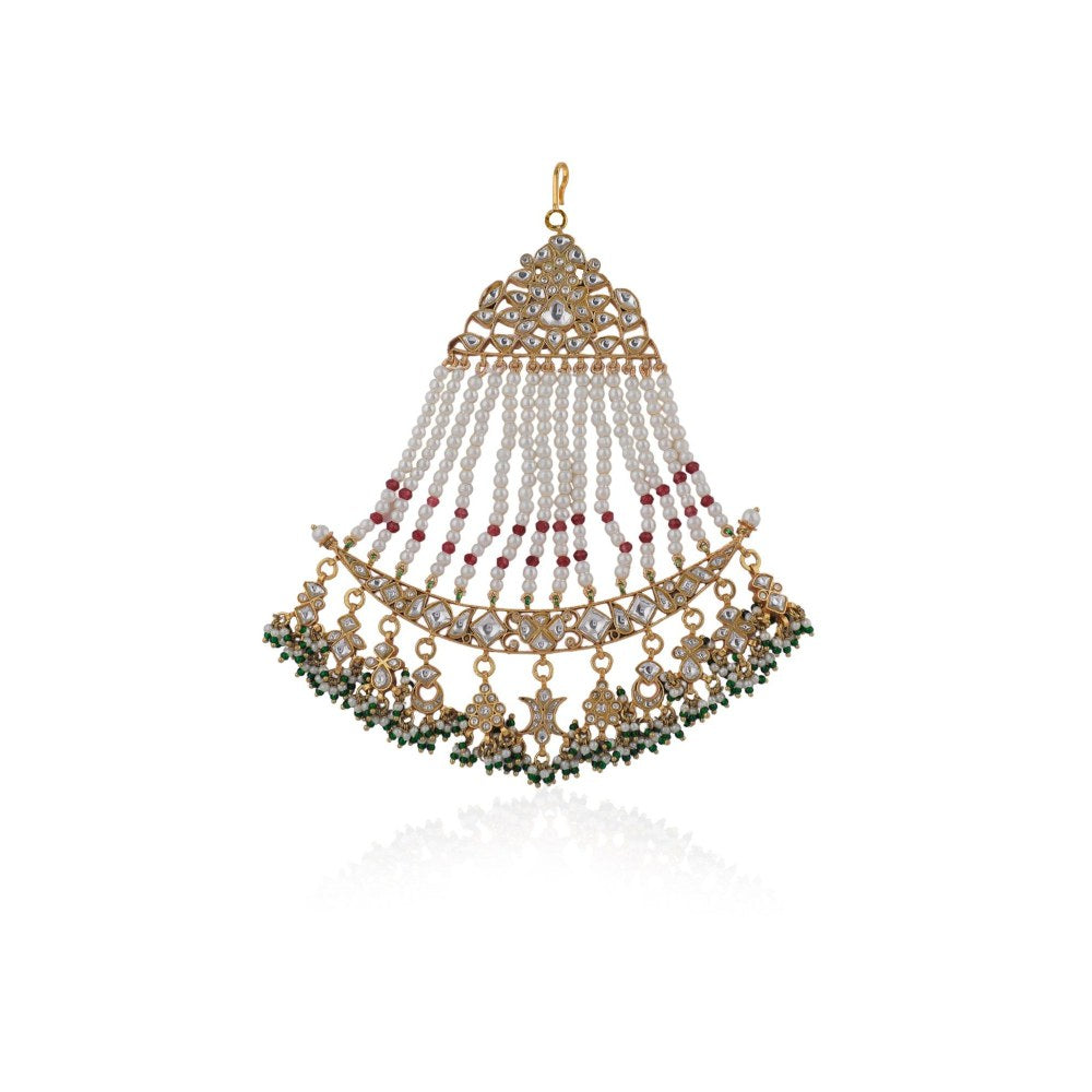 RIANA JEWELLERY Green Minakari Passa