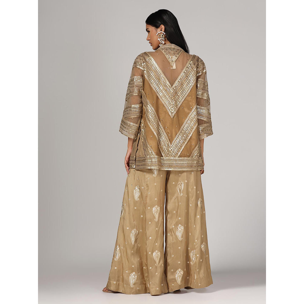 RINA DHAKA Women'S Embroidered Kurti Wide Leg Palazzo (Set of 2)