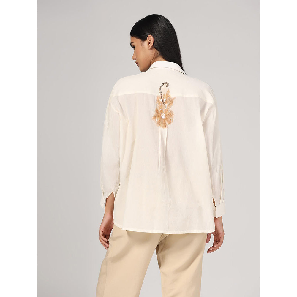 RINA DHAKA Women'S White Embellished Embroidery Shirt