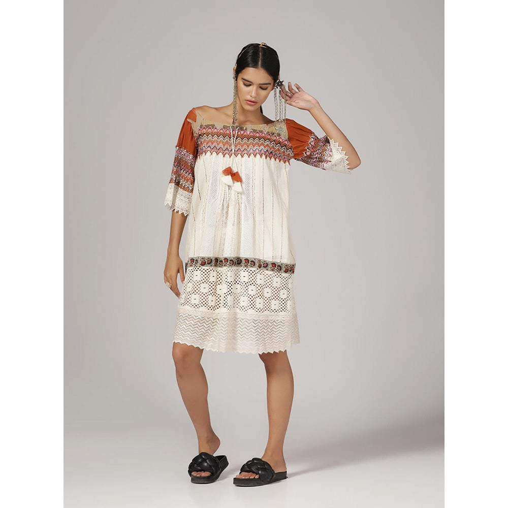 white christmas dresses RINA DHAKA Women'S White Self Design Knee Length Dress – Nykaa Fashion