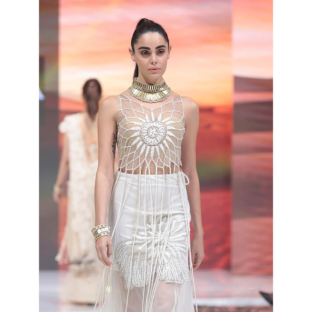 RINA DHAKA Ivory The Bloodline Ruffle Skirt