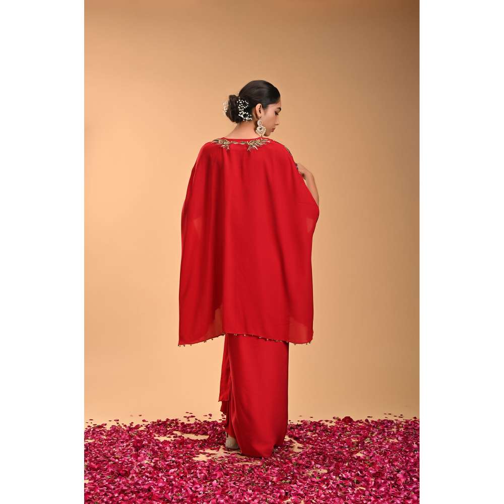 RIRASA Floral Embroidered Kaftan with Skirt (Set of 2)