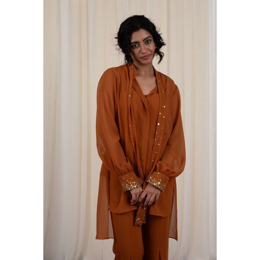 RIRASA Mustard Embroidered Co-Ord (Set of 3)