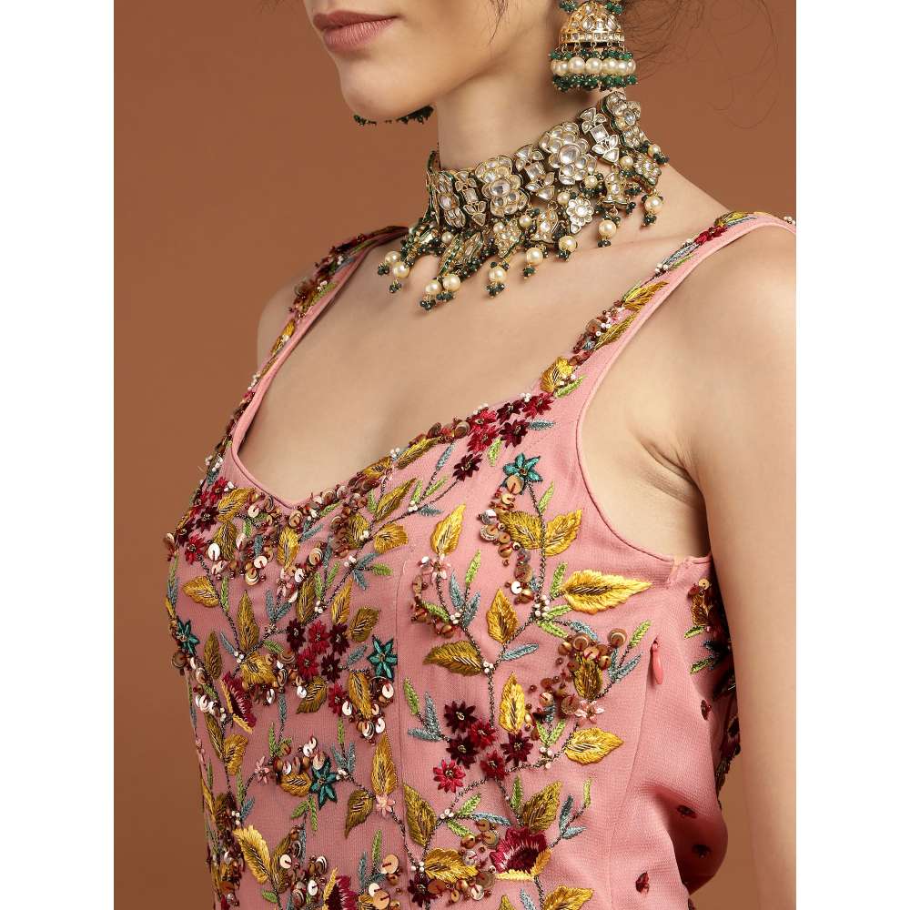 RIRASA Sakshi Georgette Pastel Pink Kurta with Sharara and Dupatta (Set of 3)