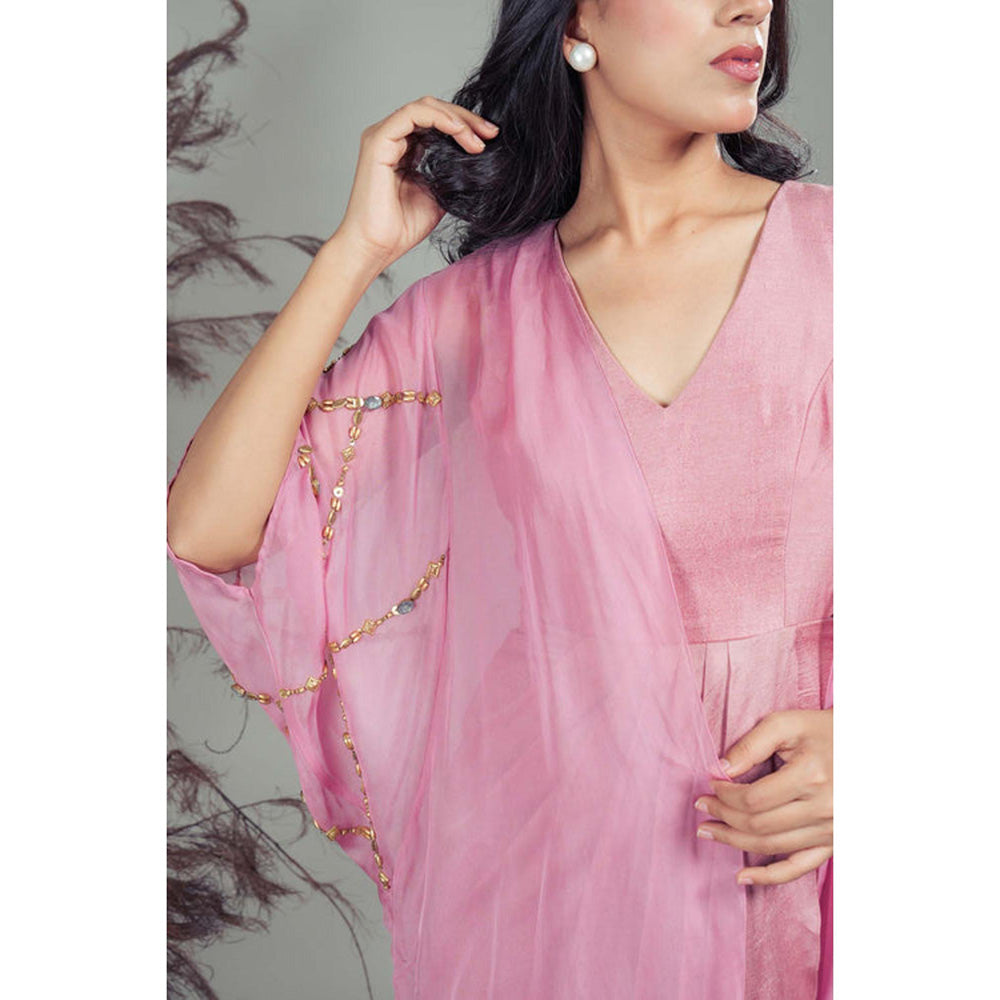 RIRASA Swar Pink Dress With Cape