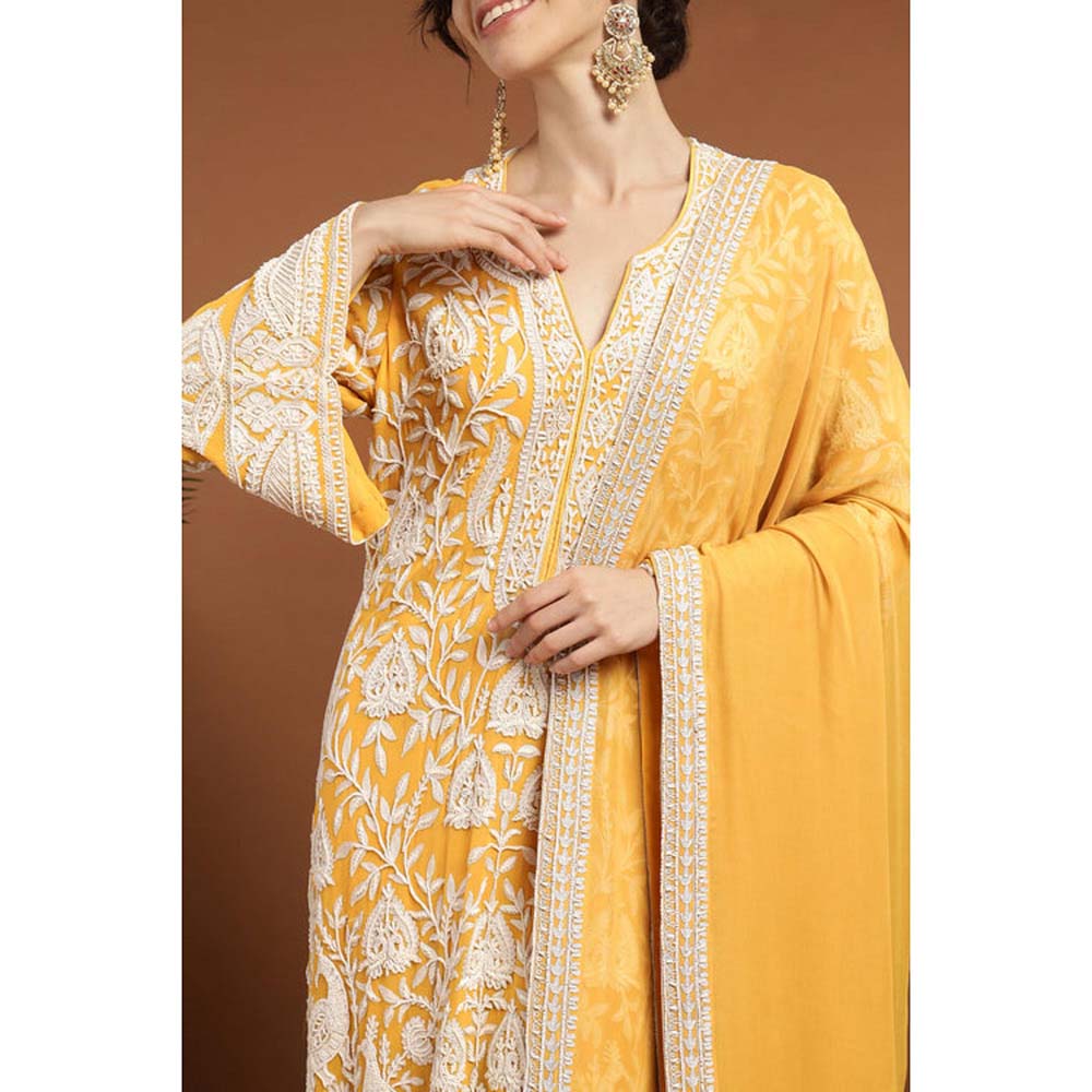 RIRASA Mohish Yellow Kurta With Pant And Dupatta