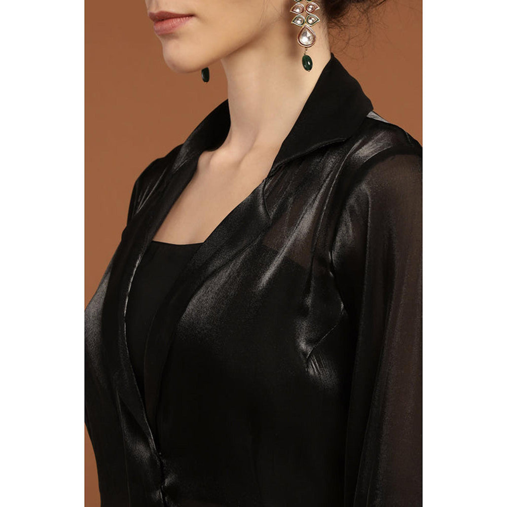 RIRASA Keshava Black Bralette With Cape And Pant