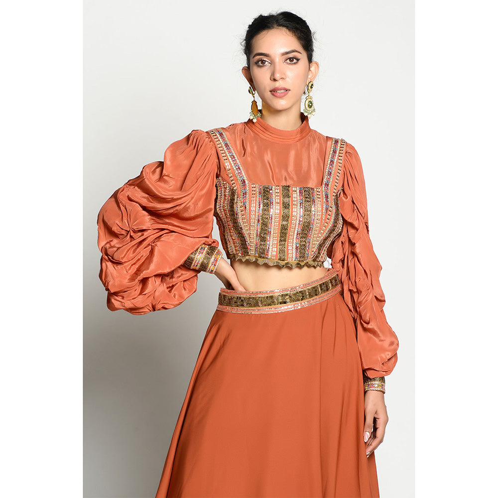 RISHI & VIBHUTI Aayat Top Blouse and Skirt (Set of 3)