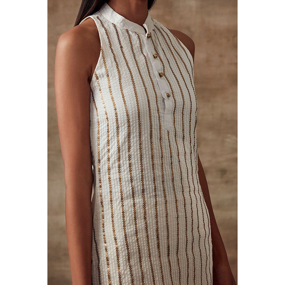 RISHI & VIBHUTI Crossandra Kurta & Dupatta Ivory (Set of 3)