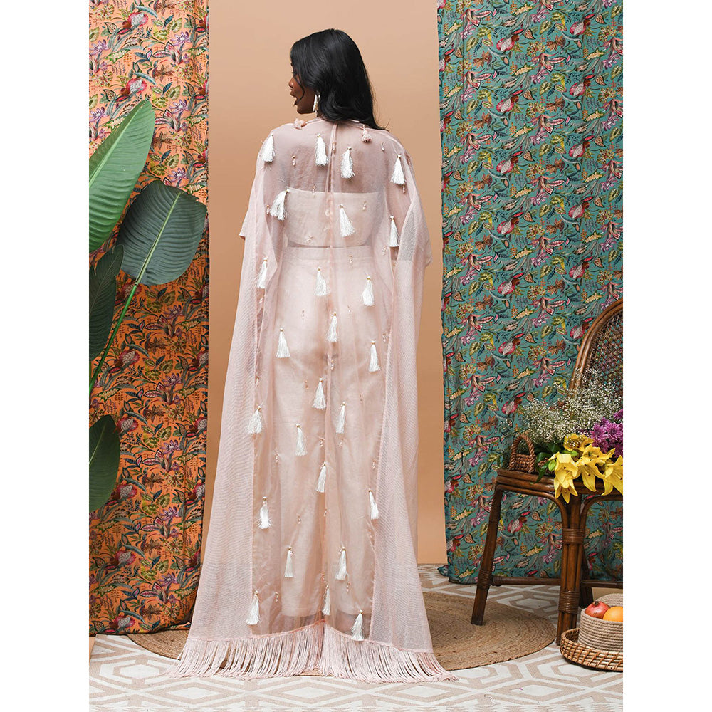 RISHI & VIBHUTI Flamingo Rose Gold Cape (Set of 3)