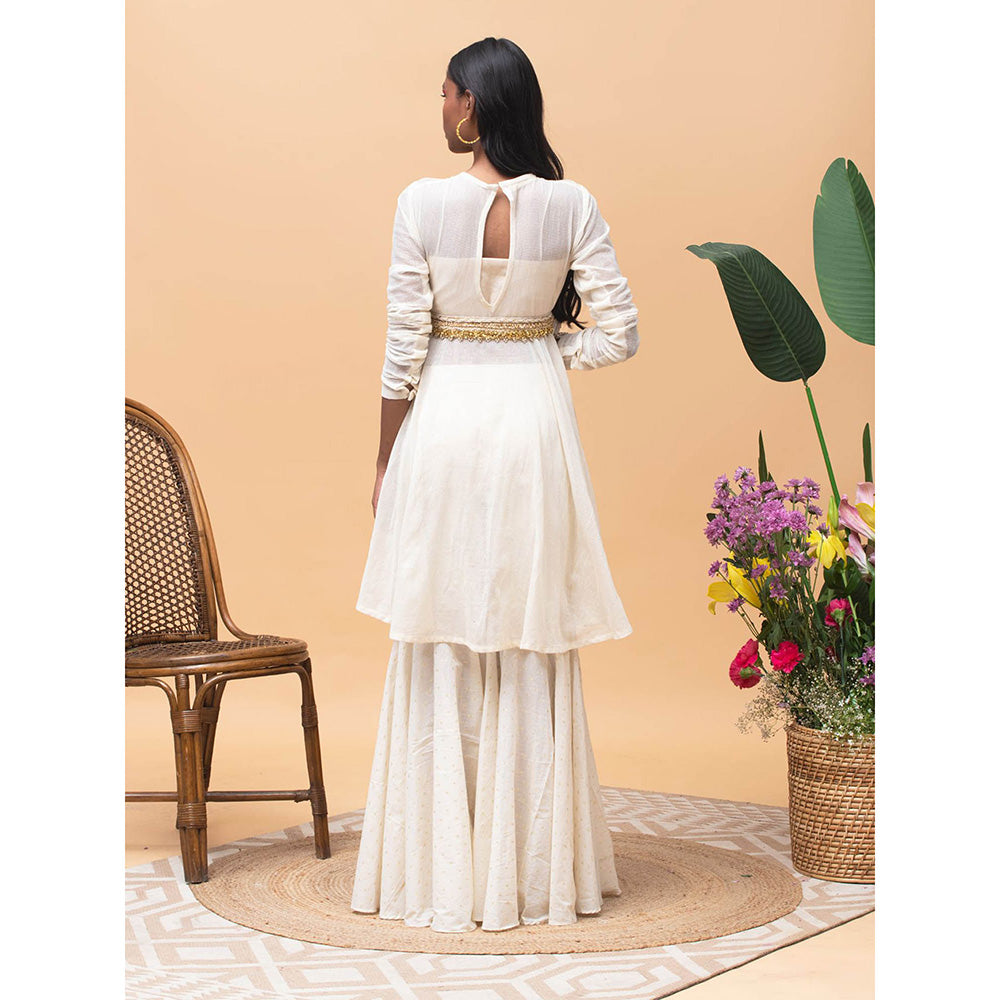 RISHI & VIBHUTI Stella Ivory Peplum & Pants (Set of 4)