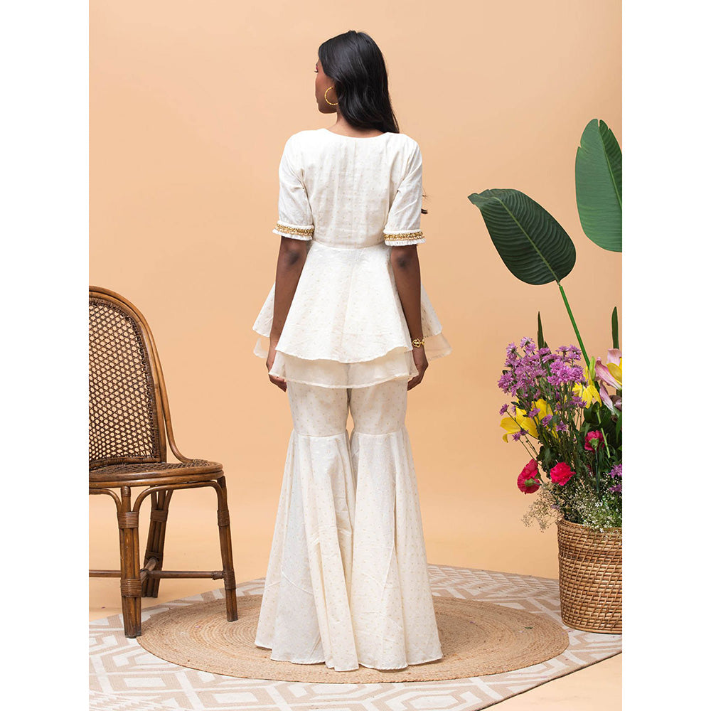 RISHI & VIBHUTI Amaya Ivory Peplum (Set of 2)