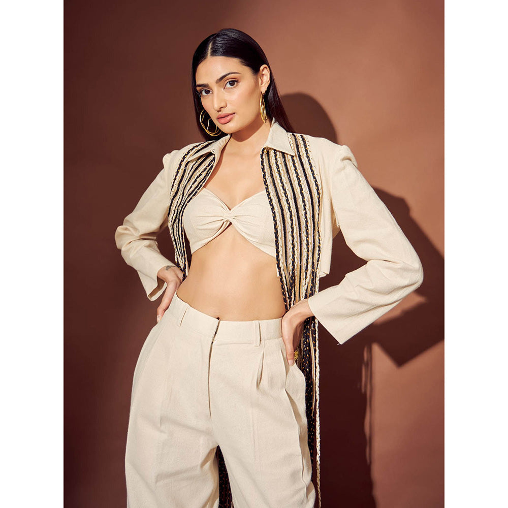 RISHI & VIBHUTI Black & Ivory Drop Jacket (Set of 3)