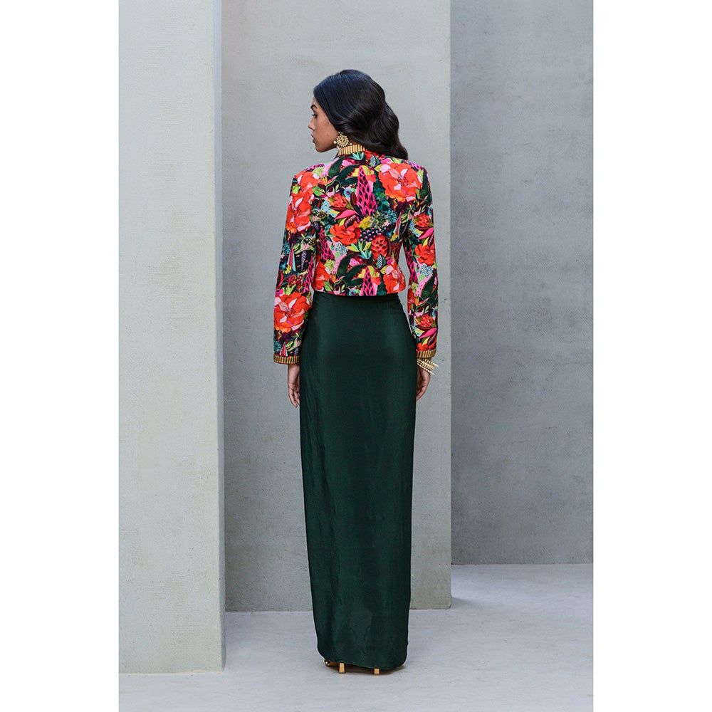 Rishi & Vibhuti Zig Zag Meadow Jacket with Skirt (Set of 2)