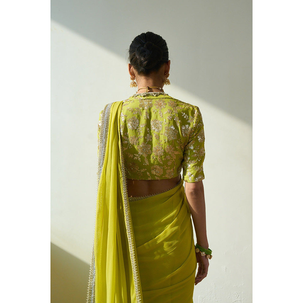 Rishi & Vibhuti Soraya Saree With Stitched Blouse