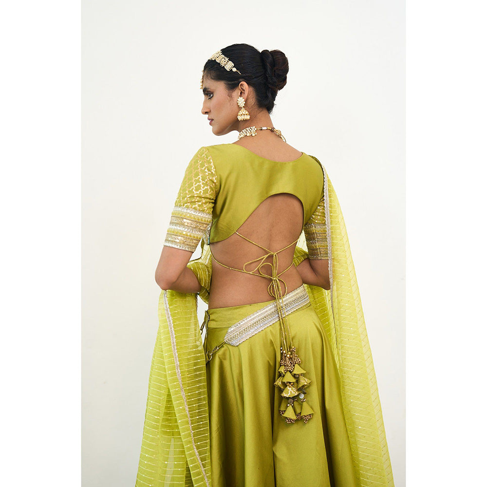 Rishi & Vibhuti Aveline Lehenga With Blouse And Dupatta (Set of 3)