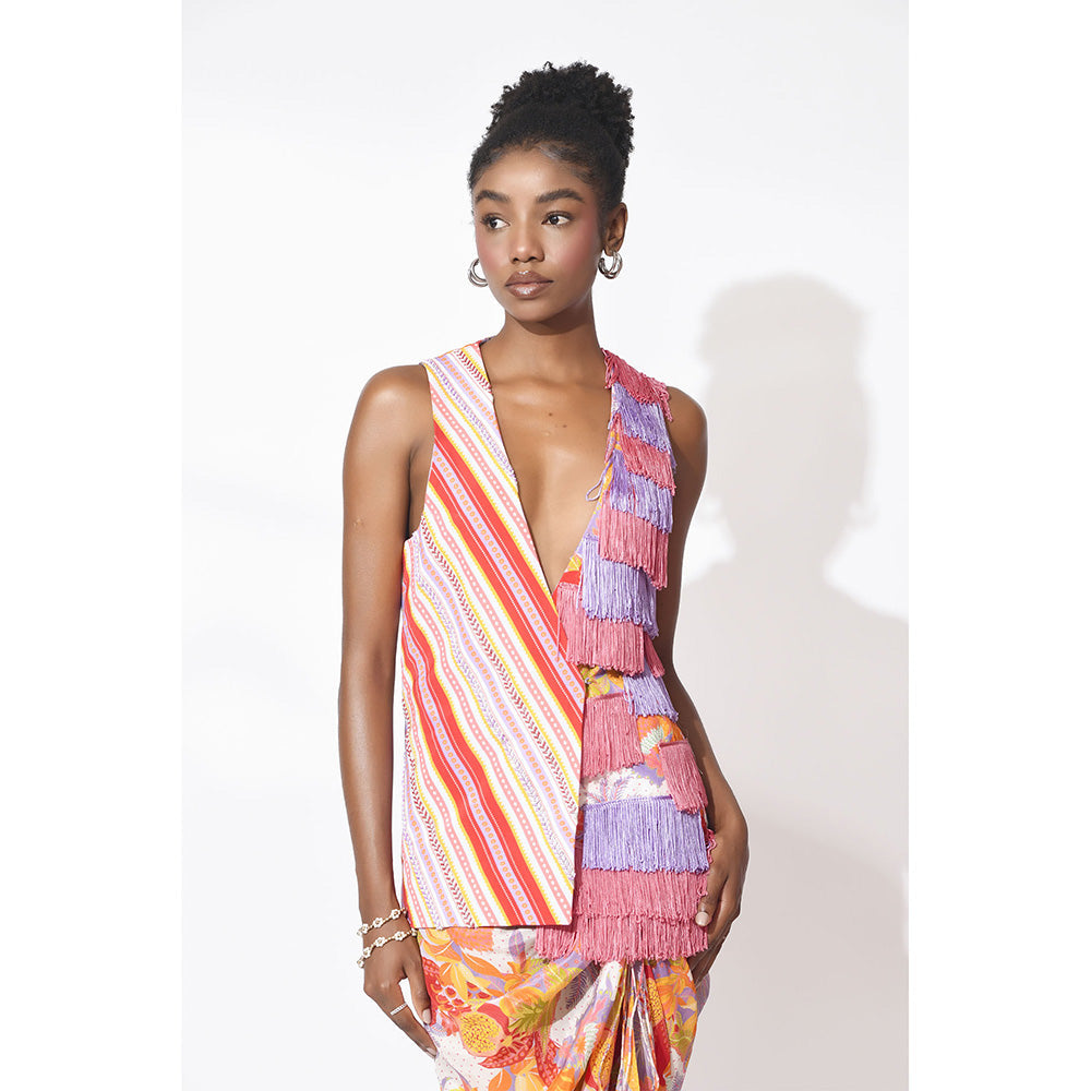 Rishi & Vibhuti Multi-Colour Craze Charm Jacket With Skirt (Set of 2)