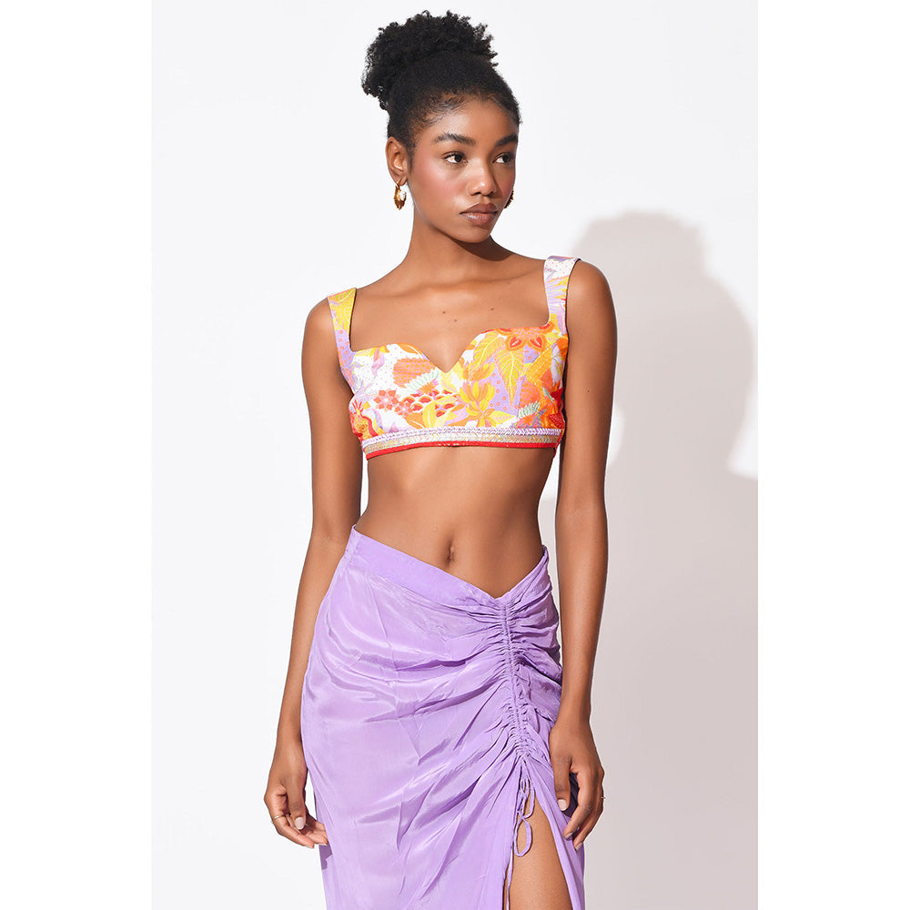 Rishi & Vibhuti Multi-Colour Lavender Mist Top With Skirt (Set of 2)