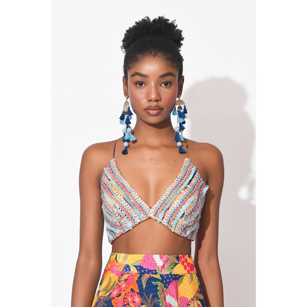 Rishi & Vibhuti Multi-Colour Electric Dream Top With Skirt And Dupatta (Set of 3)