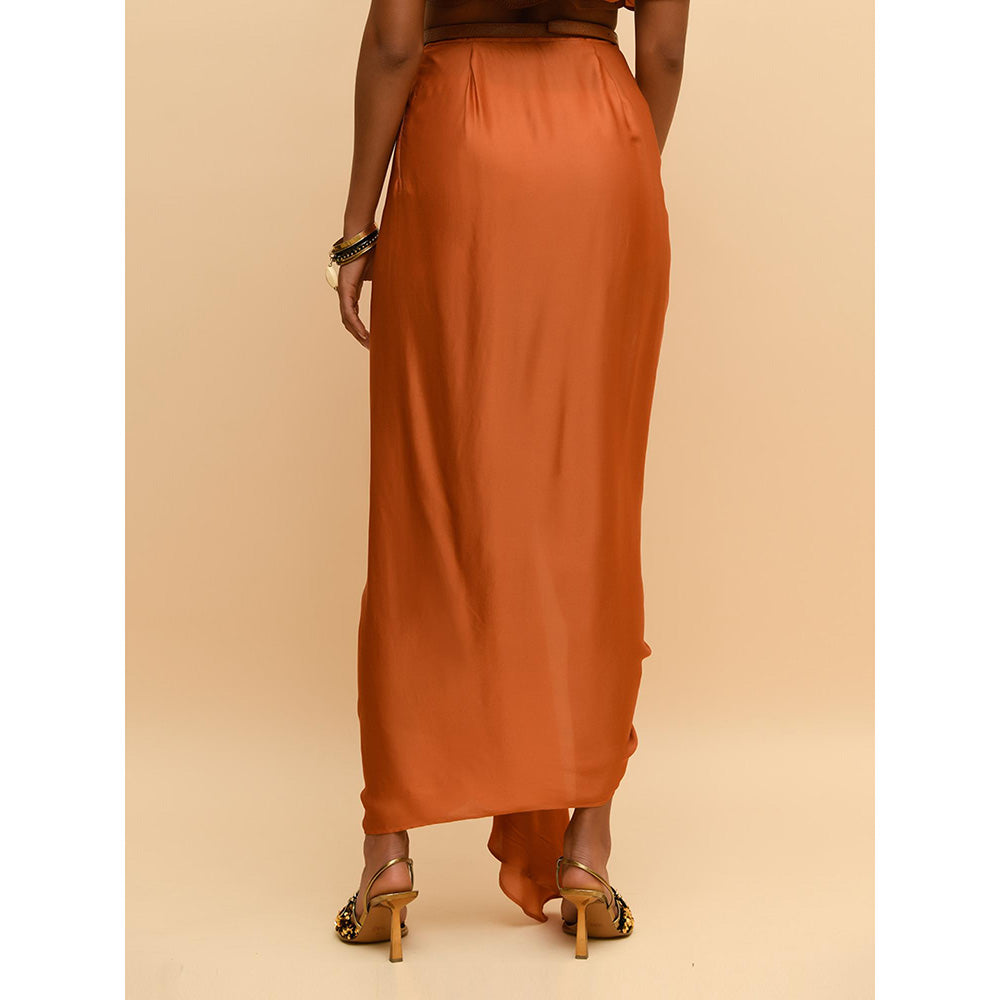 Rishi & Vibhuti Tan Buckle Bliss Draped Skirt