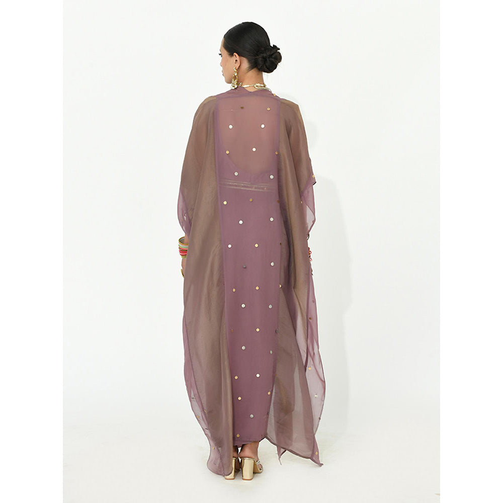 Rishi & Vibhuti Mauve Opal Cape with Blouse and Skirt (Set of 3)