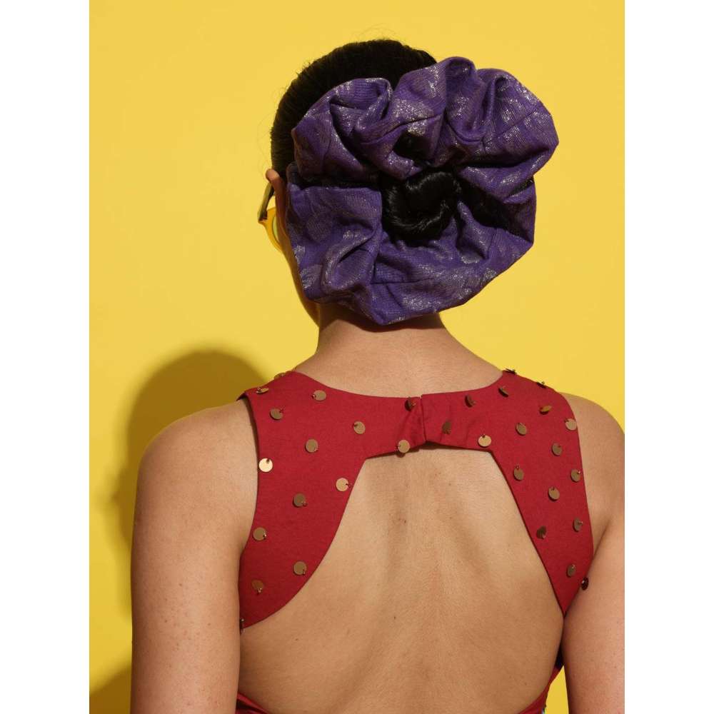 Rishi & Vibhuti Red Shira Fringed Maxi Dress