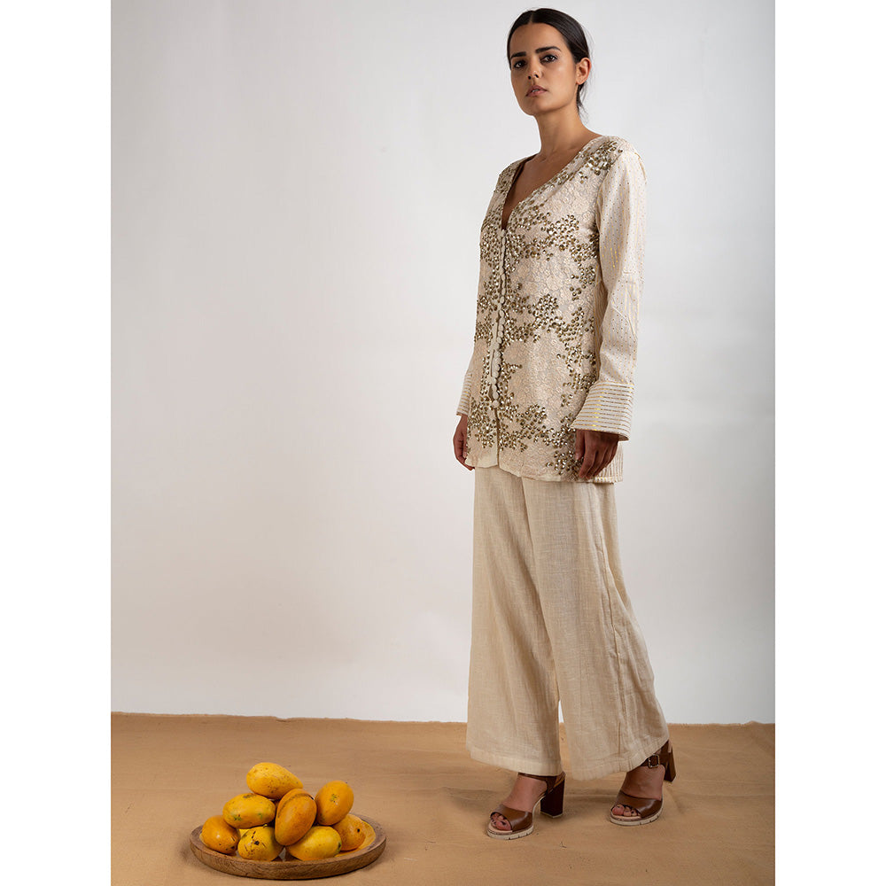 Rishi & Vibhuti Cream Full Sleeves Kurta