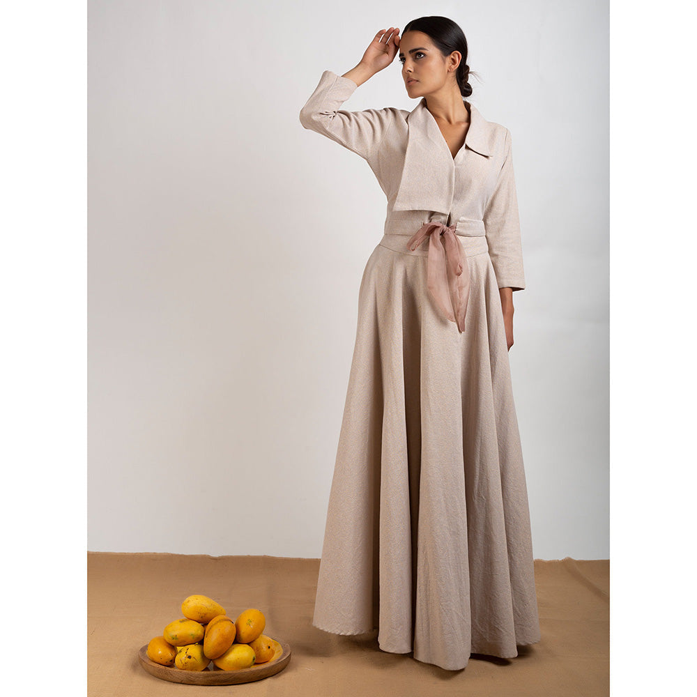 Rishi & Vibhuti Beige Shirt & Skirt (Set of 2)