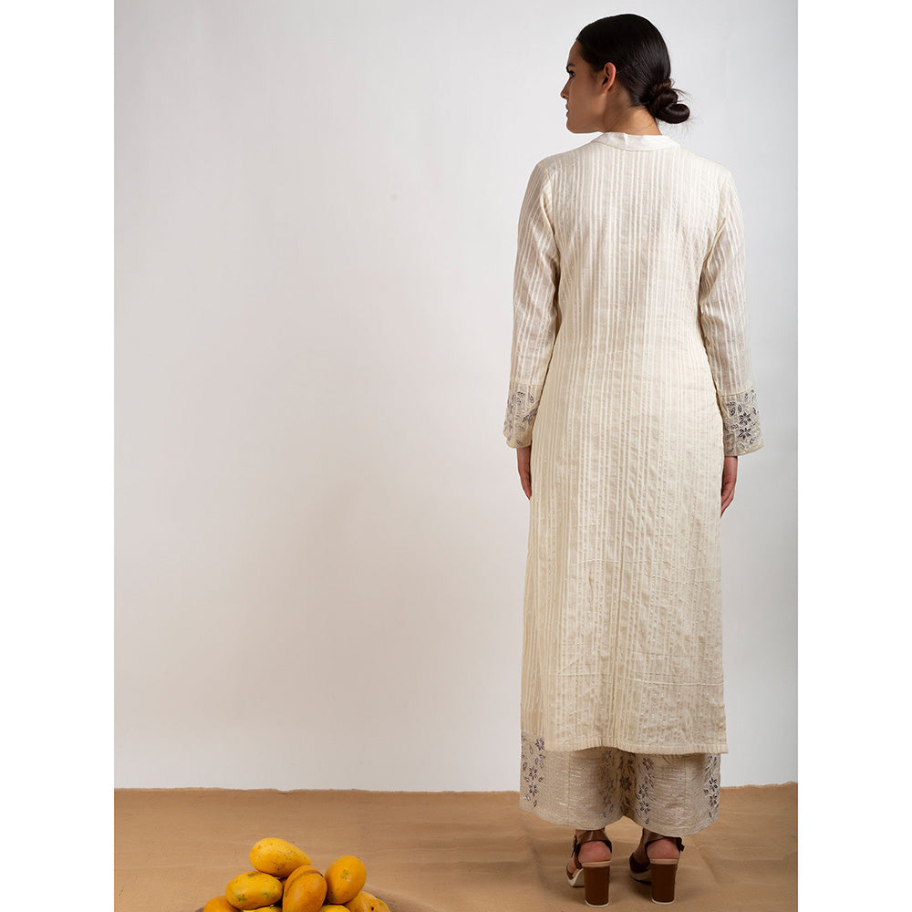 Rishi & Vibhuti Beige Silver Foil Kurta