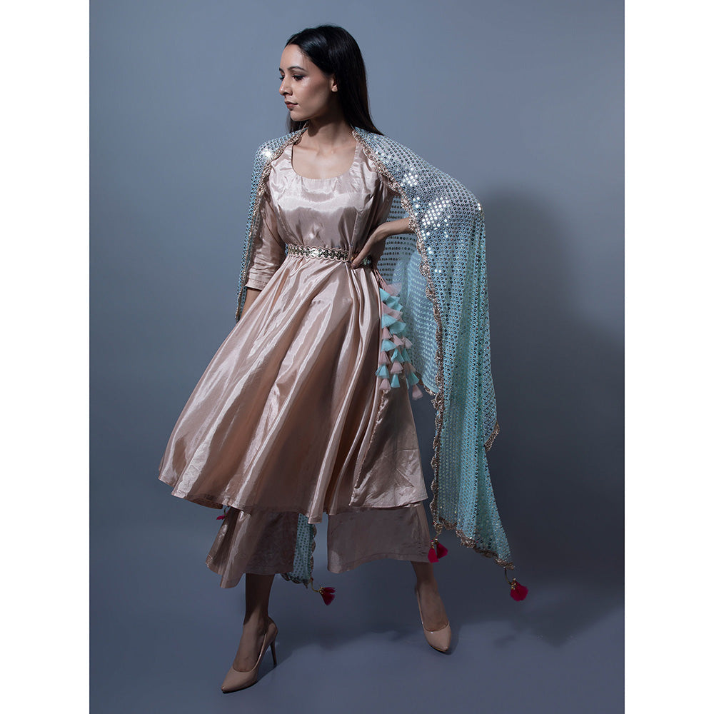 Rishi & Vibhuti Metallic Anarkali With Palazzo (Set of 2)
