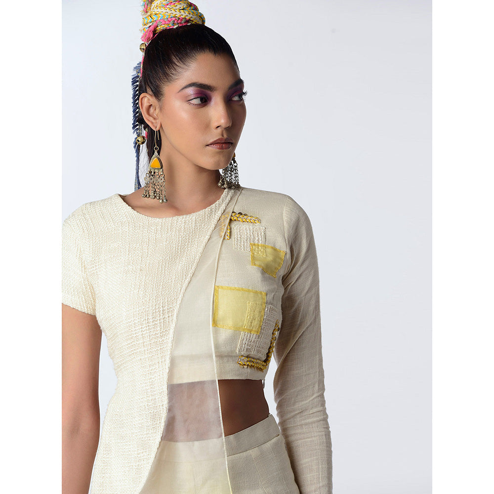 Rishi & Vibhuti Cream Yellow Carnation Pant Set