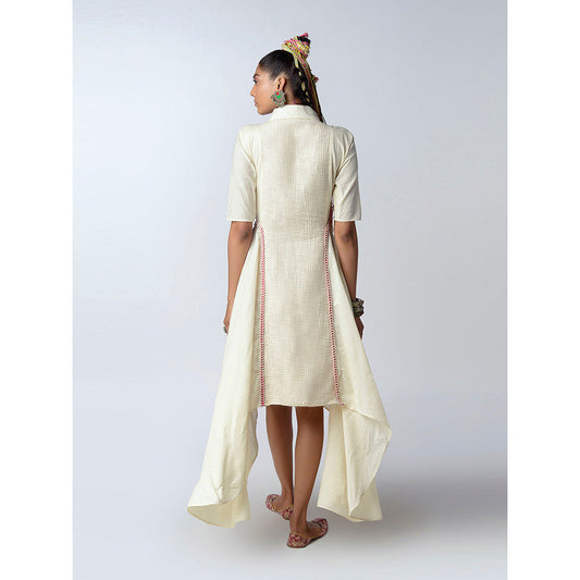 Rishi & Vibhuti Cream Pink Tales High Low Dress