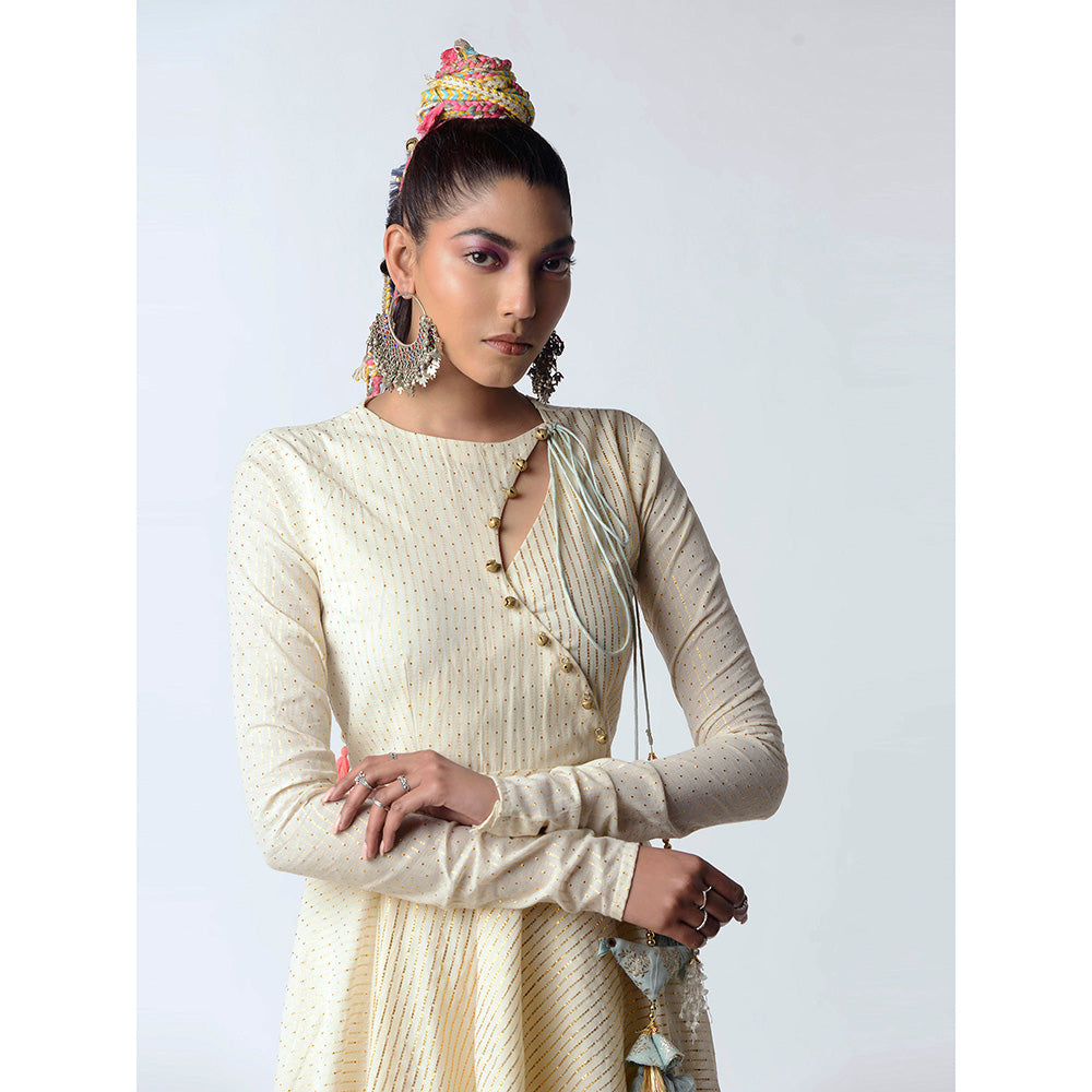 Rishi & Vibhuti Ivory Mastani 2.0 With Pant & Contemporary Dupatta (Set of 3)