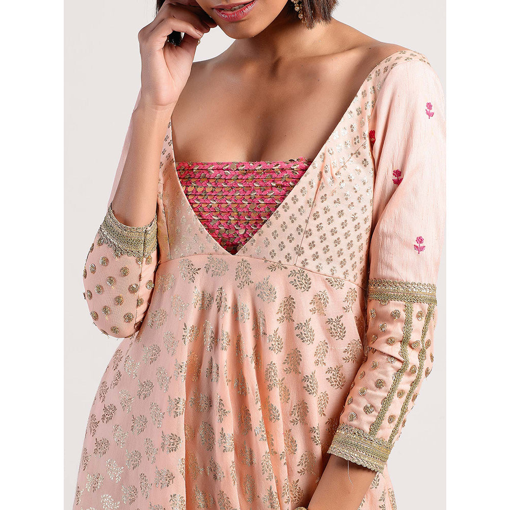 Rishi & Vibhuti Peach Printed Dress