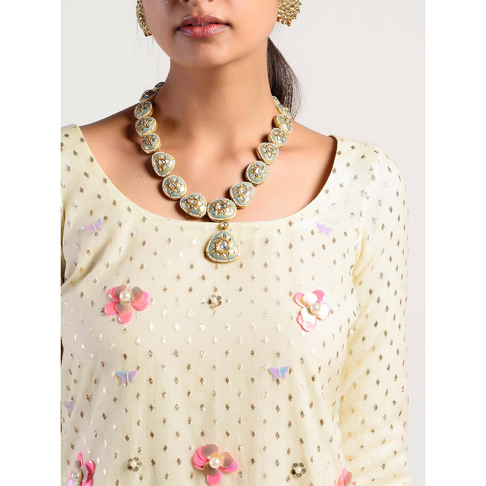 Rishi & Vibhuti Yellow Embellished Kurta And Gharara With Dupatta (Set of 3)