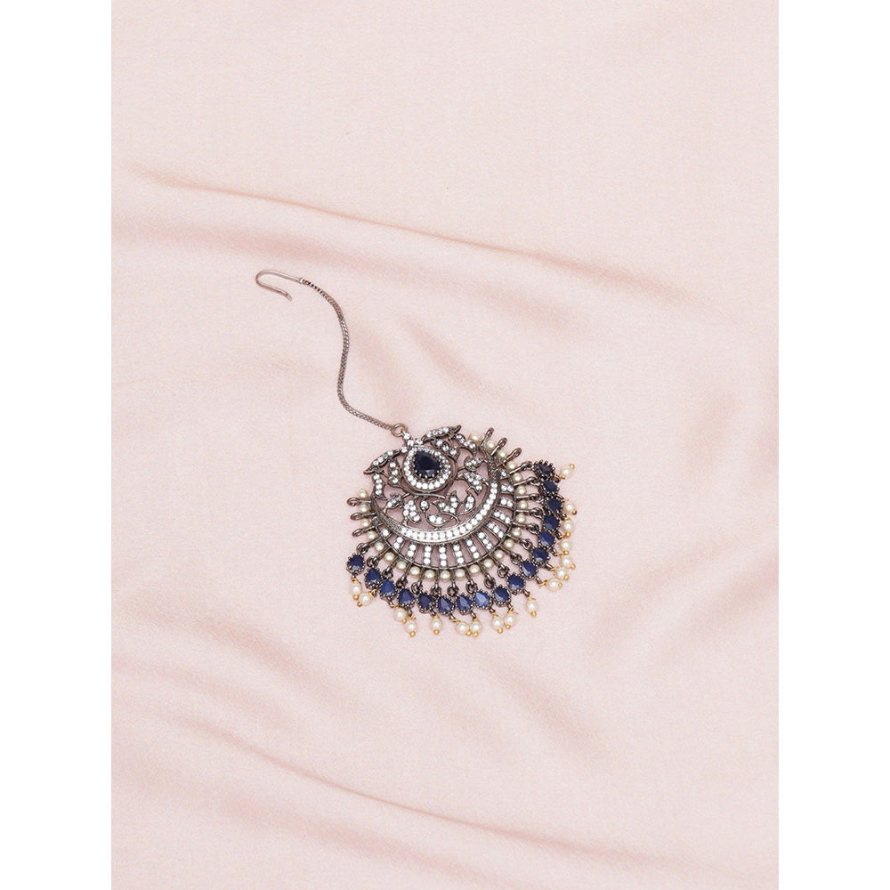 Ritu Singh Oversized Diamond and Blue Stone Maang Tikka