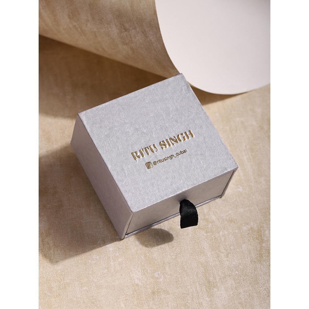 Ritu Singh Gold Toned and White Contemporary Drop Earrings