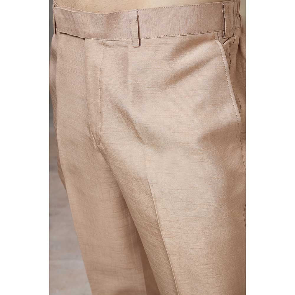 Rivaar by Rocky Star Beige Printed Kurta with Pant and Nehru Jacket (Set of 3)