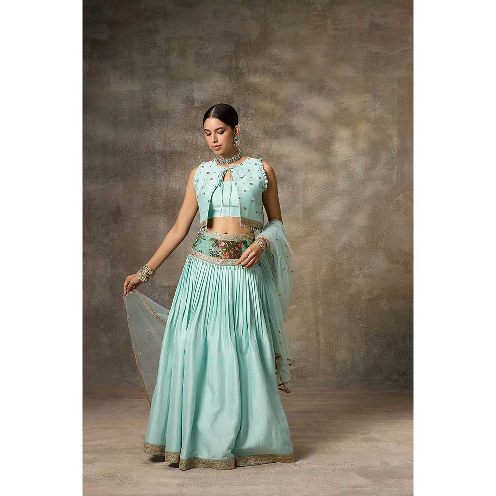 Rivaar by Rocky Star Blue Jacket with Blouse and Lehenga (Set of 3)
