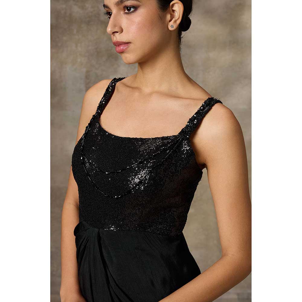 Rivaar by Rocky Star Black Draped Maxi Dress