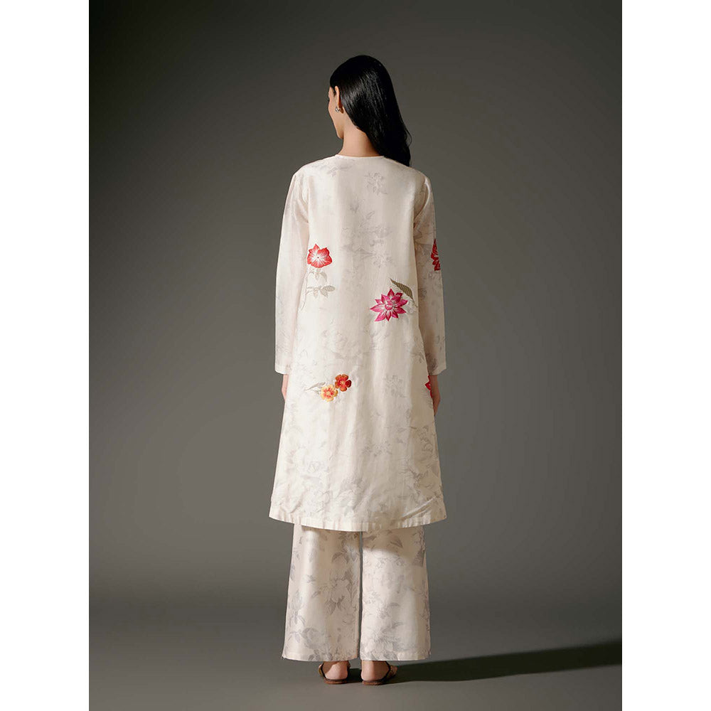Rohit Bal Ivory Flared A-Line Kurta with Palazzo (Set of 2)