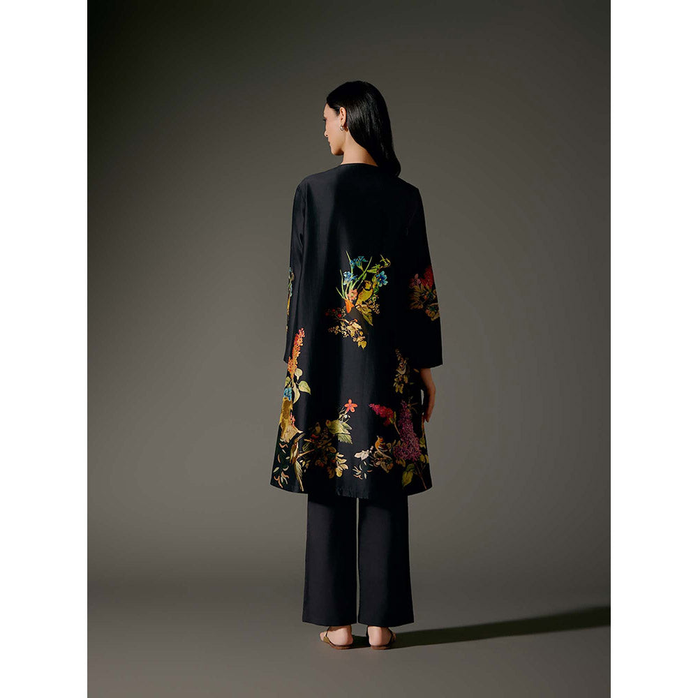 Rohit Bal Black Flared A-Line Kurta with Pant (Set of 2)