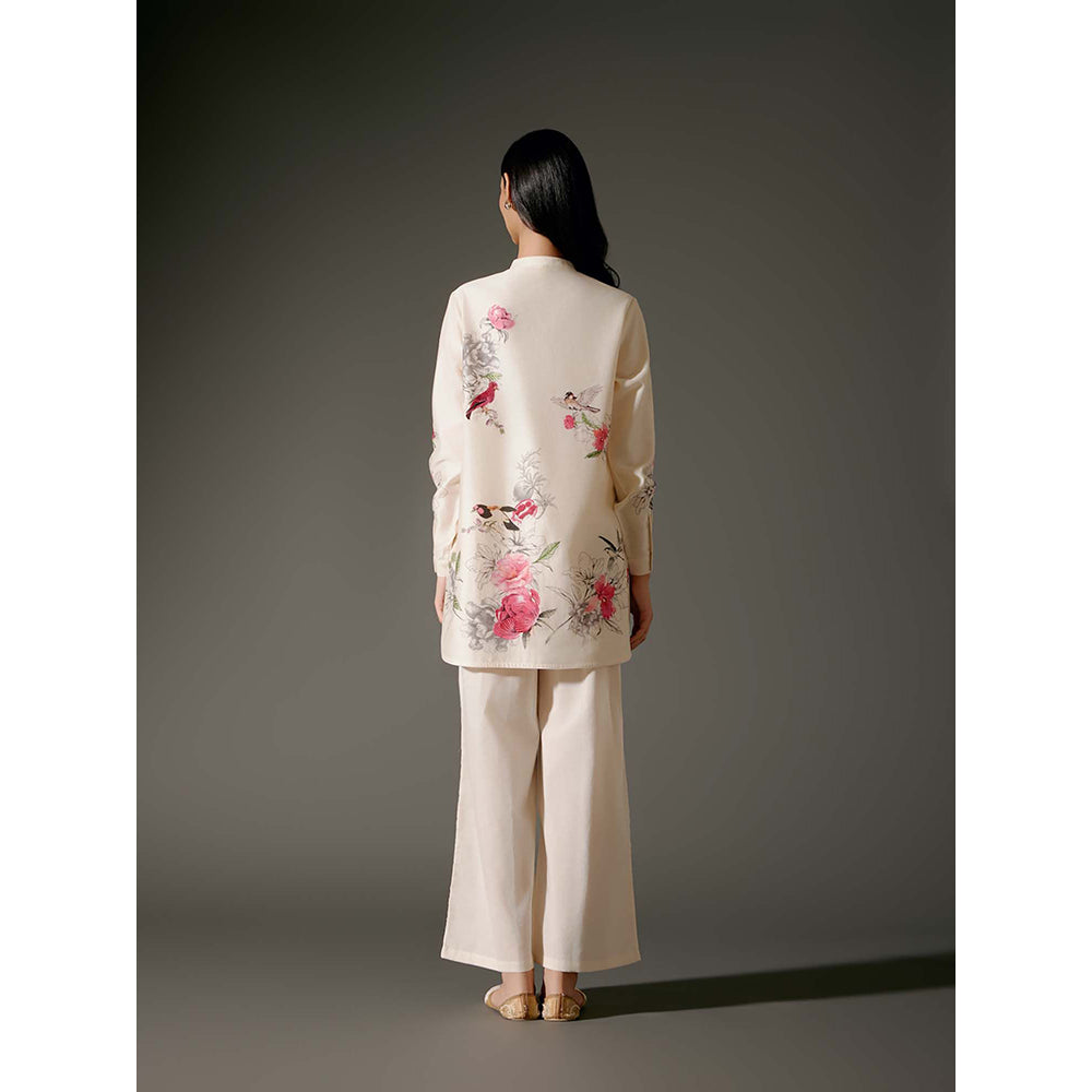 Rohit Bal Ivory Printed Chanderi Silk Co-Ord (Set of 2)