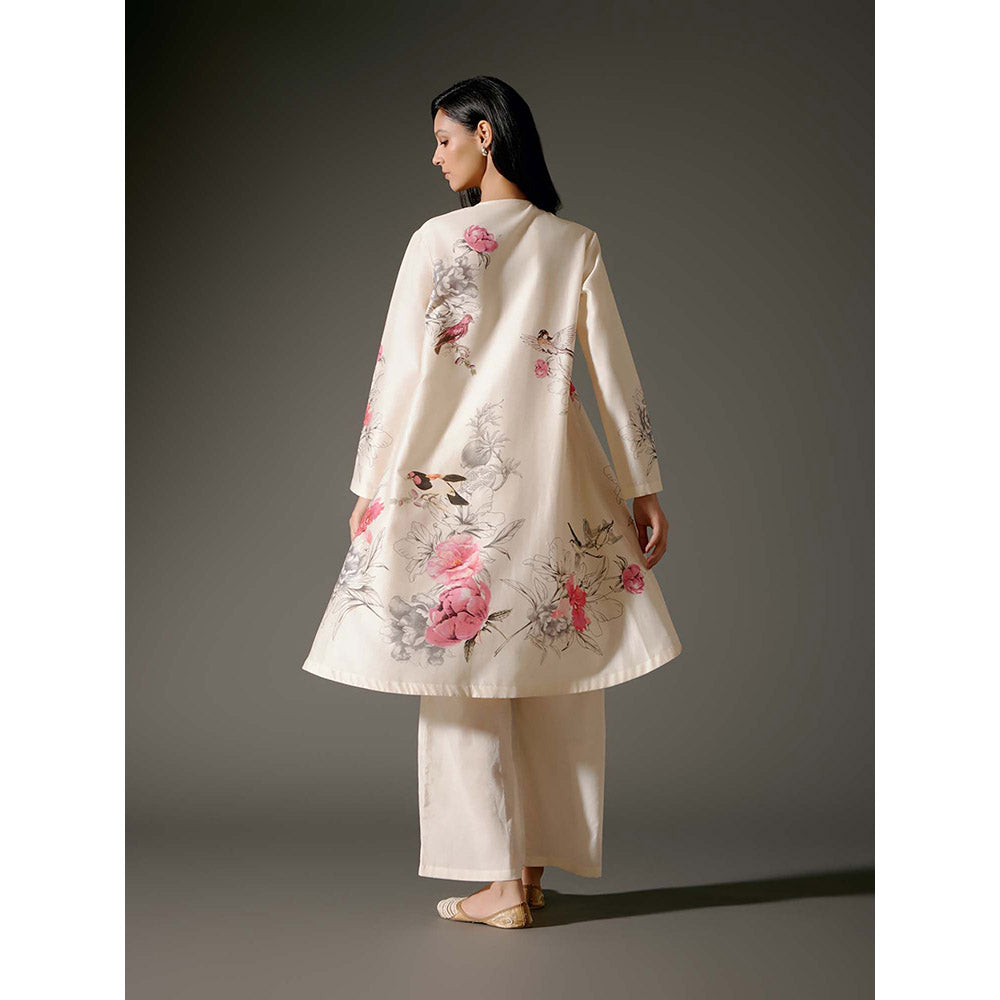 Rohit Bal Ivory Flared A-Line Kurta with Palazzo (Set of 2)