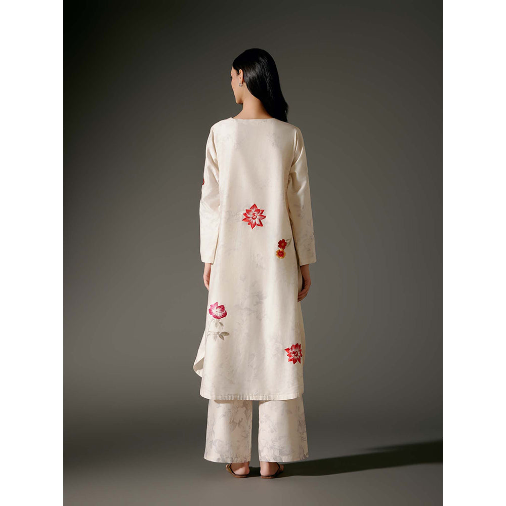 Rohit Bal Ivory Flared A-Line Kurta with Palazzo (Set of 2)
