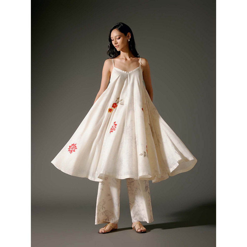 Rohit Bal Ivory Flared A-Line Kurta with Pant (Set of 2)