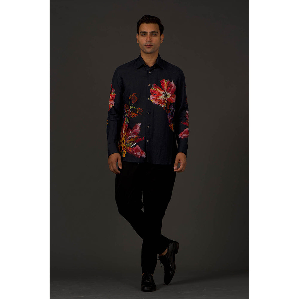 Rohit Bal Black Printed Men's Shirt
