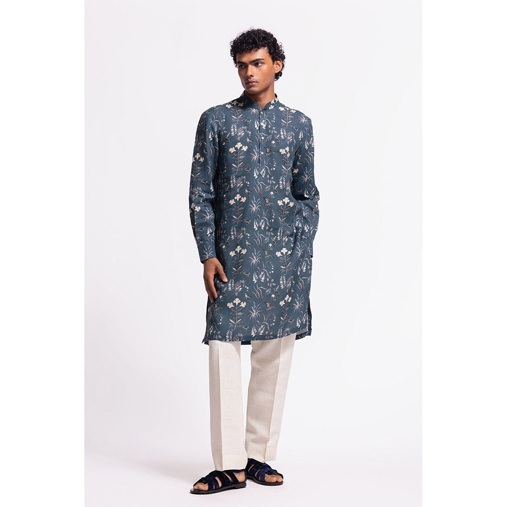 Rohit Bal Floral Blue Kurta