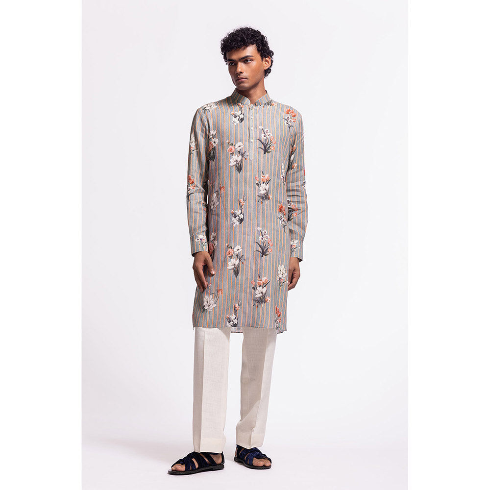 Rohit Bal Stripes Grey Kurta