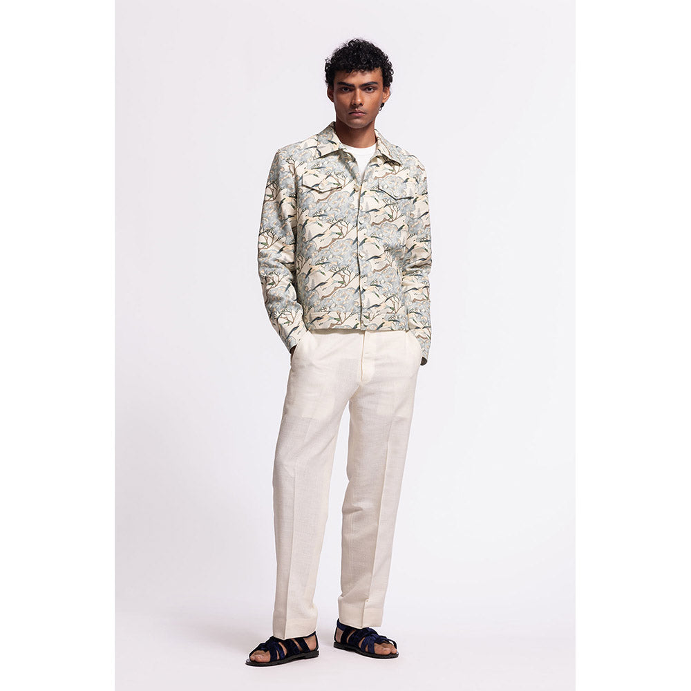 Rohit Bal Printed Ivory Crop Jacket